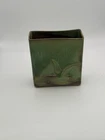 Frankoma Flying Goose Vase Square Green Art Pottery Planter 7” USA Vintage