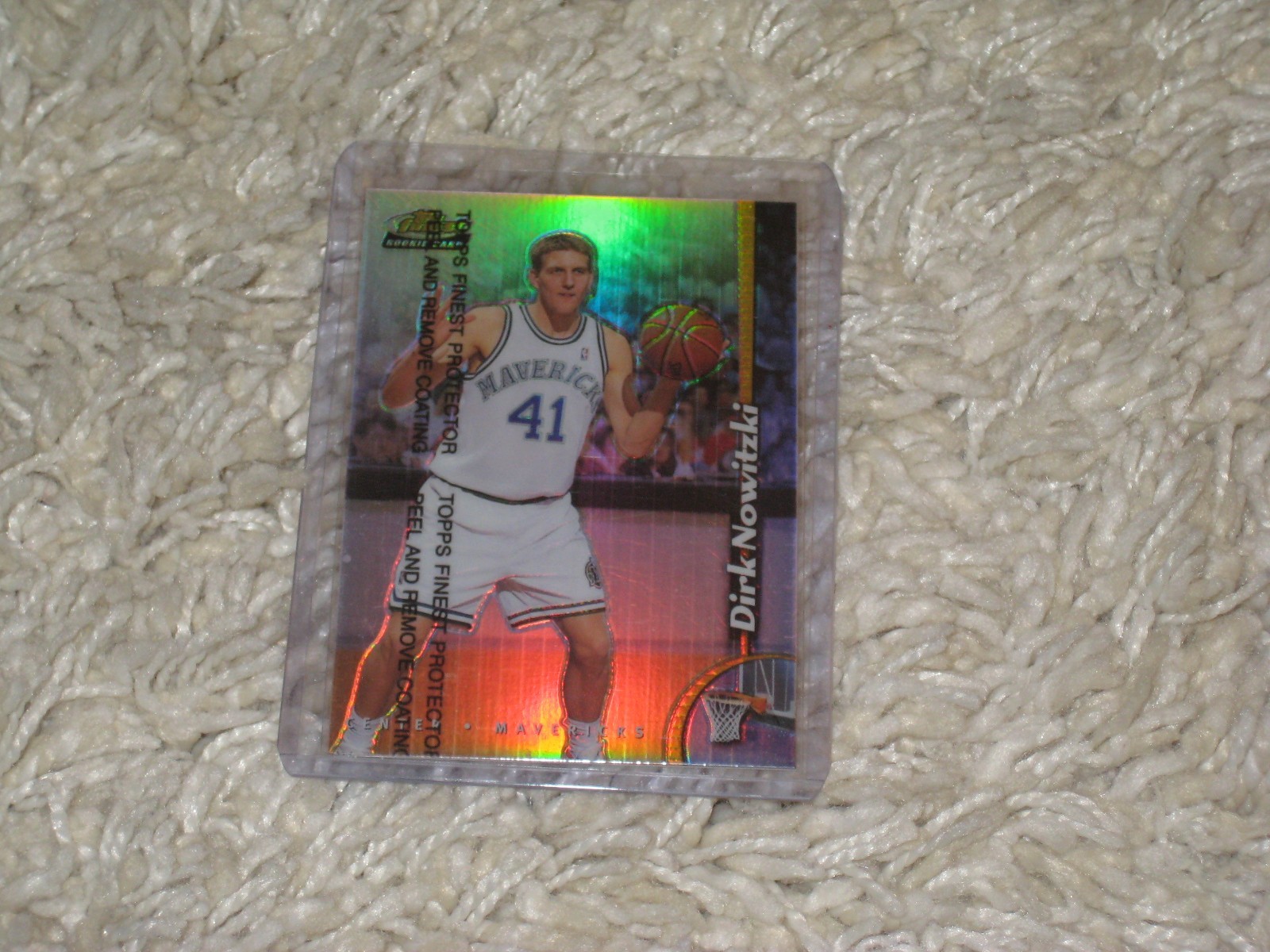 1998-99 Topps Finest Dirk Nowitzki Refractor Rookie RC Protector Unpeeled #234