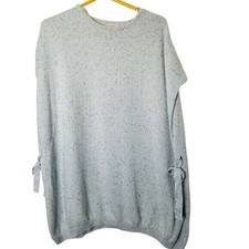 LOFT Light Blue Speckled Knit Sweater Poncho Tunic Top XS/S Tie Sides