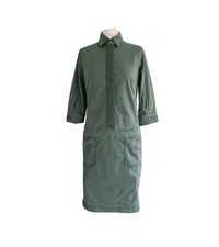 Bull Sisters Amsterdam Green 3/4 Sleeve Stretchy Shirt Dress. Small-UK 8-10.