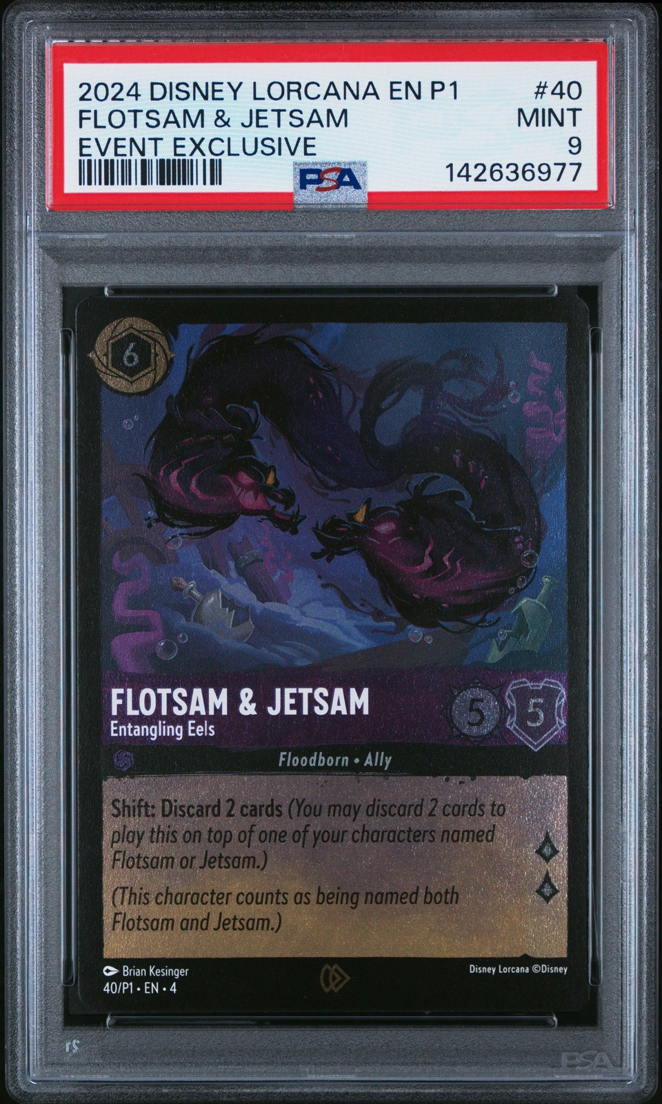 2024 DISNEY LORCANA EN P1-PROMO #40 FLOTSAM & JETSAM - ENTANGLING EELS PSA 9