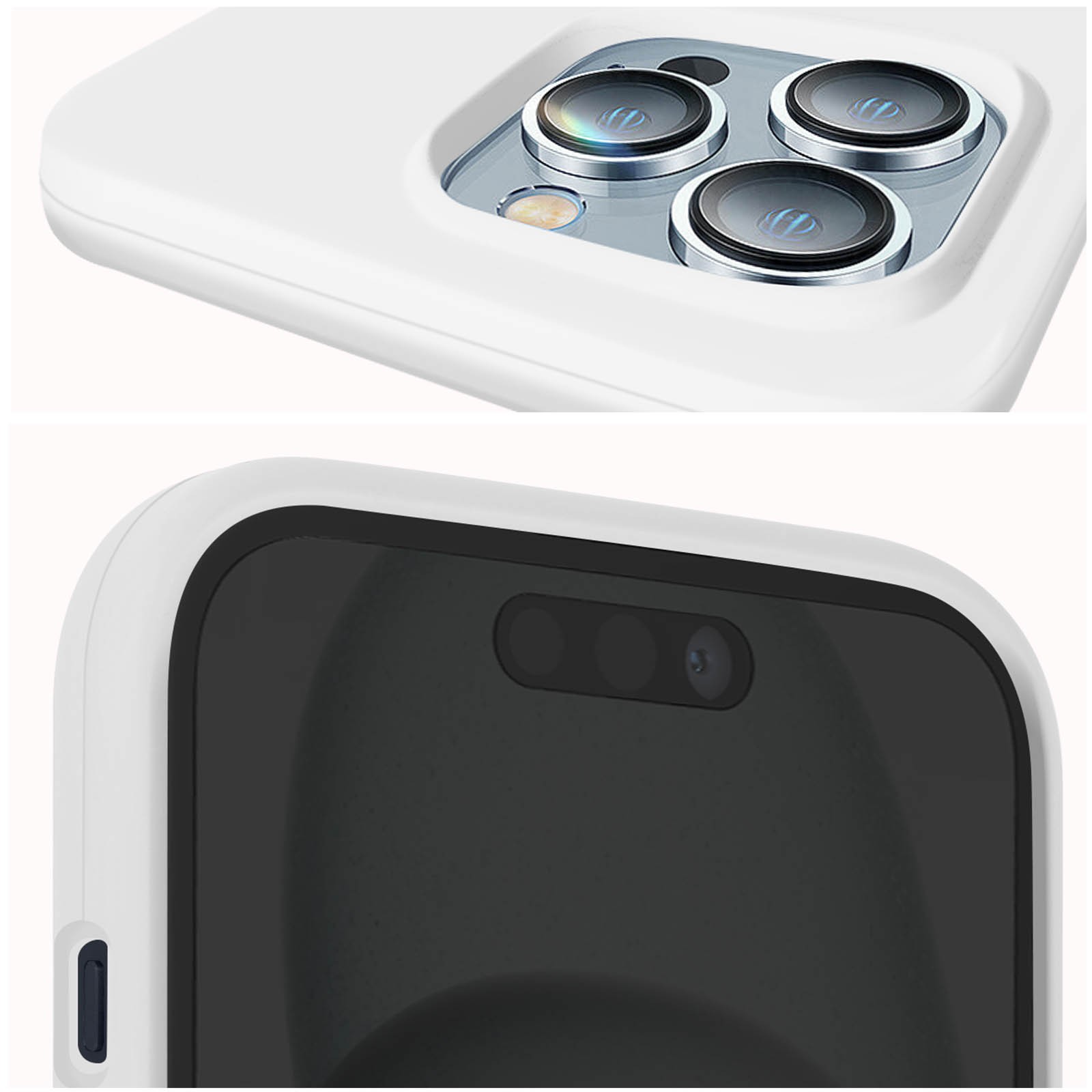 Coque iPhone 15 Pro Max avec intérieur microfibre blanc anti-choc