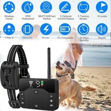 1 Pet Dog Wireless Electric Fence Containment System Training Collar Shock