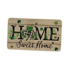 Shamrock Home Sweet Home St. Patrick's Day Doormat, Home Decor 17" x 29" Wood