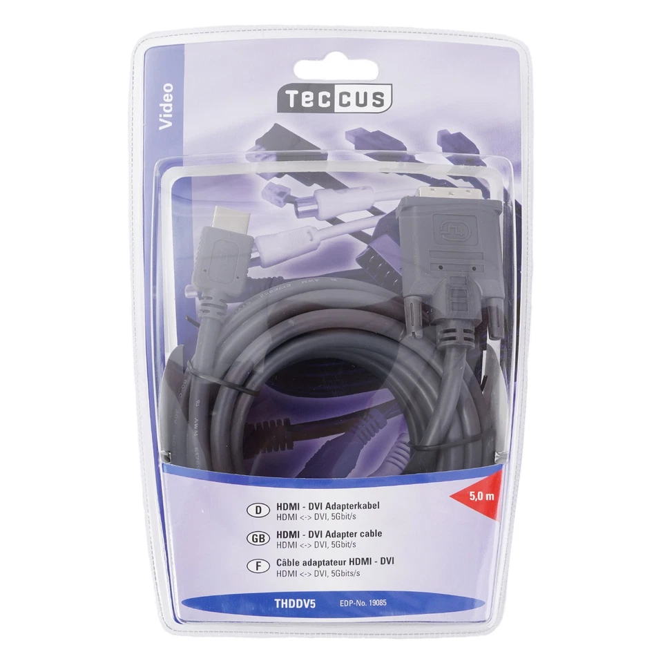 Vivanco HQ 5m HDMI-Stecker auf DVI-D Single Link Adapter-Kabel Verbindungs-Kabel - Bild 2 von 2