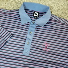 FootJoy Mens XL Blue Black Red Striped Performance Stretch Golf Polo SS
