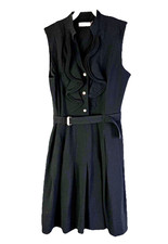 Calvin Klein Womens 8 Black Ruffled Belt Sleeveless Dress Professional