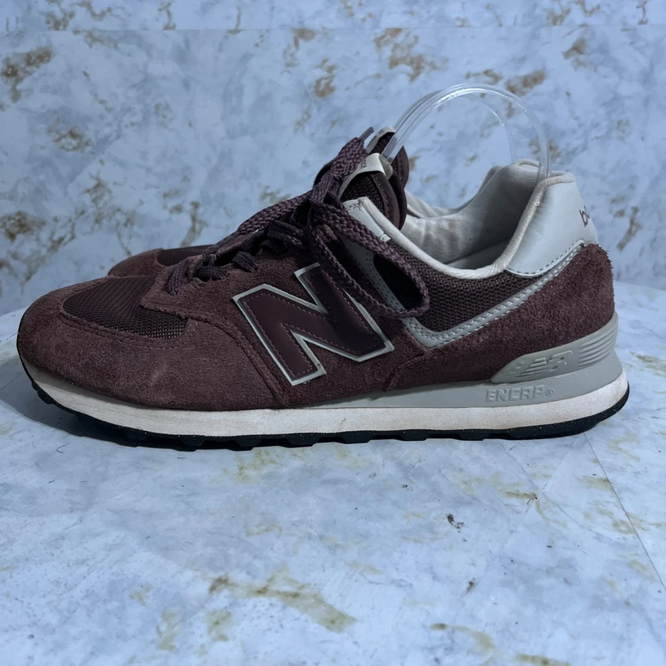 New Balance 574 Men's Size 11 Shoes Maroon Purple Gray Suede Low Top Sneakers - Image 4 of 4