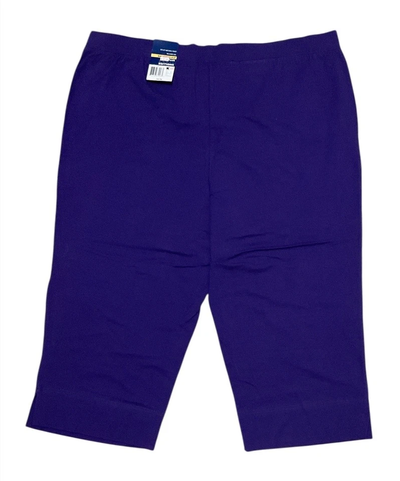 Pantalones capri de algodón suave Pull On Basic Editions Plus 2X punto púrpura relajado nuevos con etiquetas Foto 3 de 4