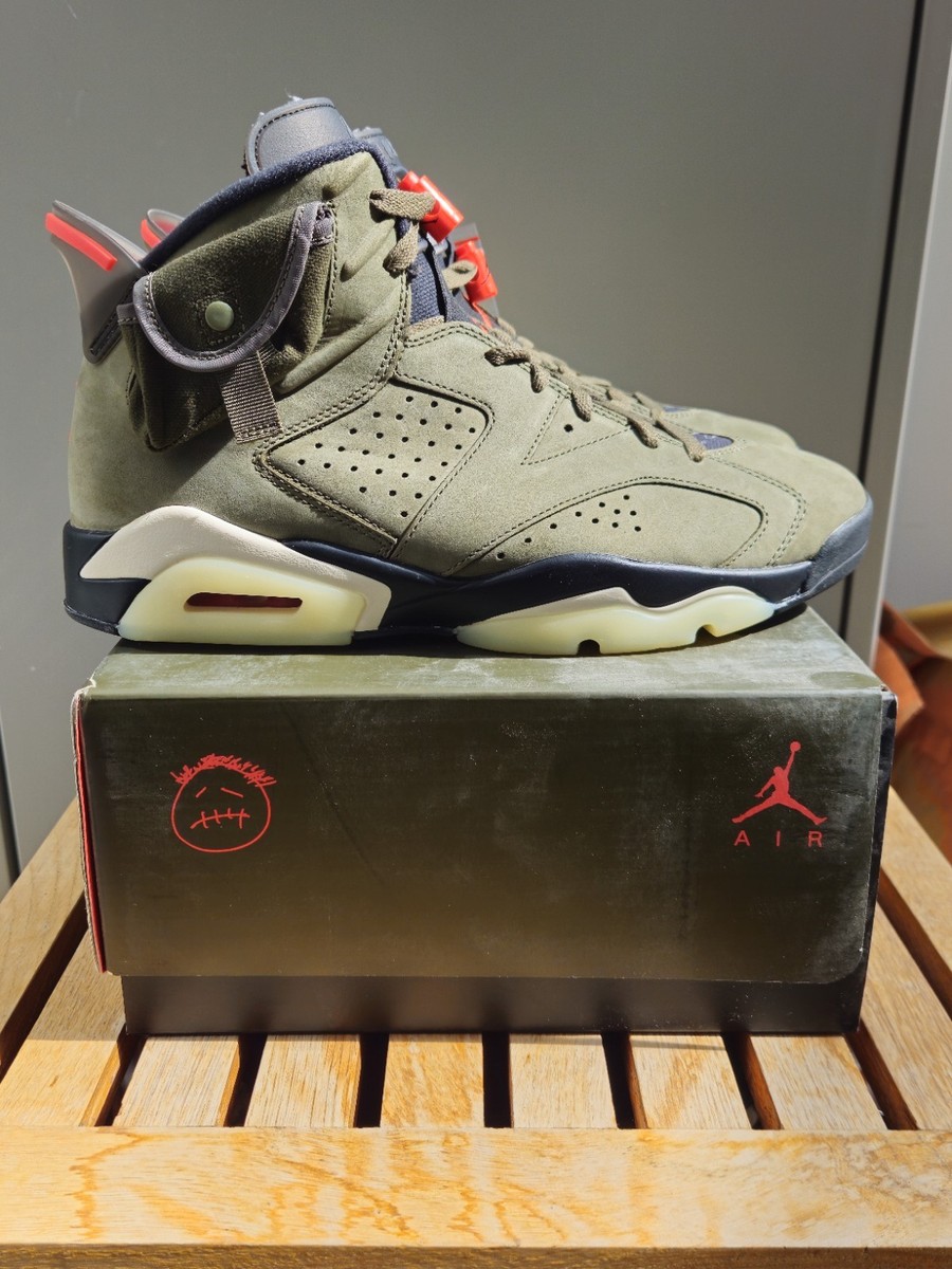 スニーカー NIKE x TRAVIS JORDAN 6 RETRO SP 17cm Air Jordan 6 x Travis Scott 'Green Olive' – SneakerSafe