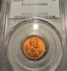 1953 S - Deep Red Lincoln Wheat Cent - PCGS MS66RD Exact Coin Imaged