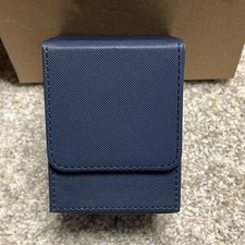 Magnetic Vertical Blue Faux Leather Deck Box Holds 80 Cards W/ Sleeve Pack