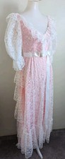 Vintage 80s Pink Lace Prom Dress Southern Belle Princess Bridesmaid 4 6 S USA