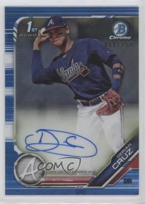 2019 Bowman Chrome Prospect Blue Refractor 68/150 Derian Cruz #CPA-DC Auto 0c6