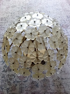 Vintage floral ceiling light fixture dome. 50'' overall 31'' dome 10lb. 