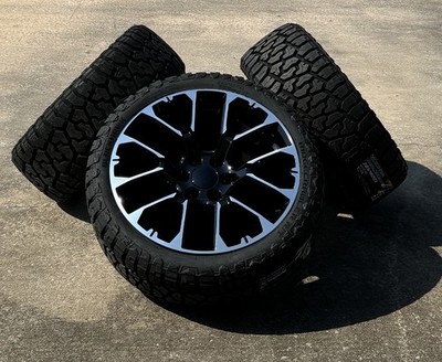 Black Silver Honeycomb 22'' Wheels Rugged Terrain Tires TPMS GMC Sierra Yukon