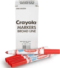 Washable Markers for Kids - Red (12Ct), Bulk Broad Line Markers for School, Clas