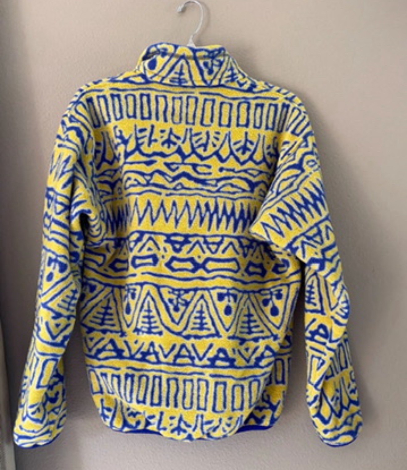 Patagonia Synchilla Yellow Blue Switchback pullover fleece jacket szS~super RARE image 2