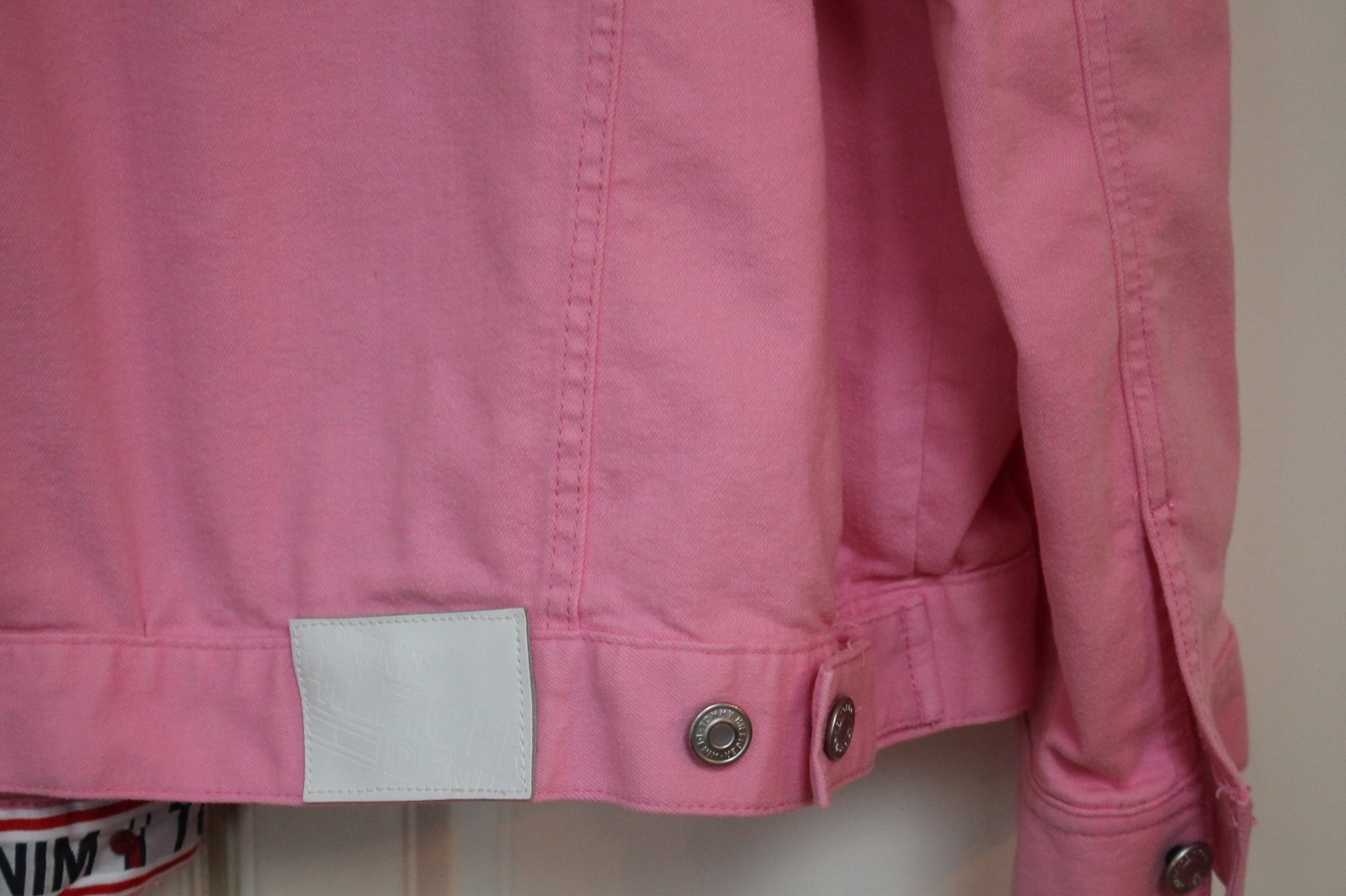 Tommy Hilfiger Women Denim Jean Pink Button Front Jacket  XL  Clean EUC image 9