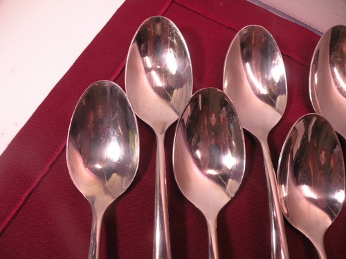 7 Hampton Silversmiths Slope Stainless Oval Place Soup Spoons Flatware 7 7/8" B - Picture 2 of 6