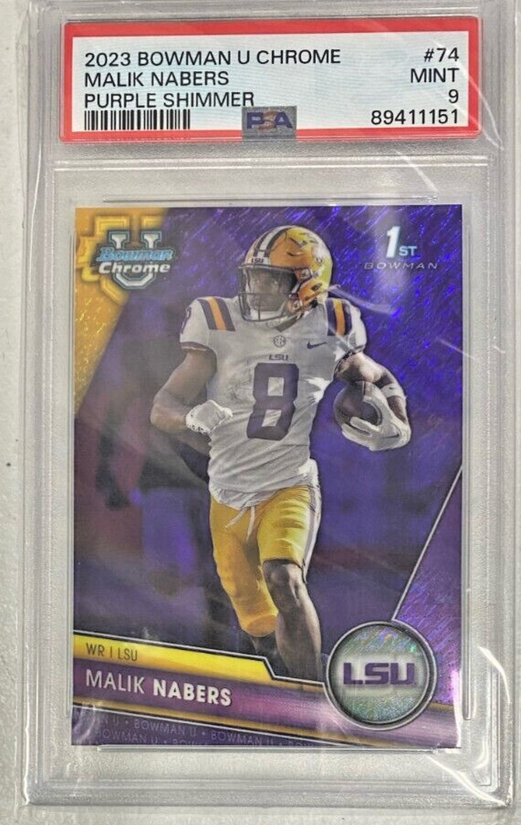 MALIK NABERS 2023 BOWMAN U CHROME #74 PURPLE SHIMMER PSA 9