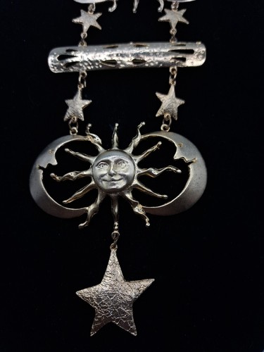 ULTRA CRAFT 80s Sun Moon Star Brooch Over Shoulder Statement Goldtone RARE HUGE - Picture 2 of 5