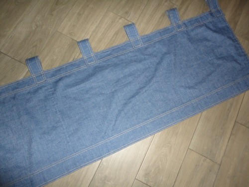 MEDIUM BLUE DENIM LOOK TAB TOP (1) EXTRA WIDE VOLANT 19 X 109 WESTERN