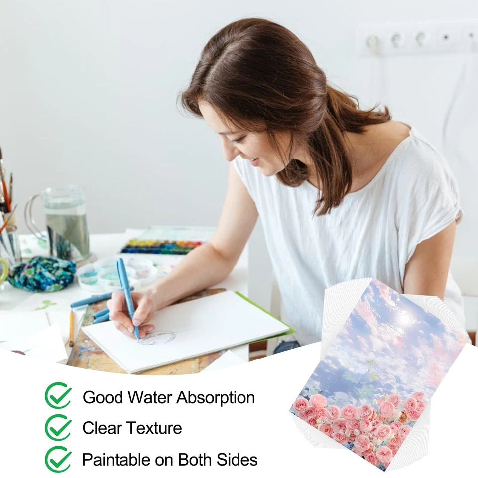 Papier Aquarelle 40 Feuilles 300 Gsm Carnet Aquarelle A4 Blanc Feuille Aquare... - Photo 4/4