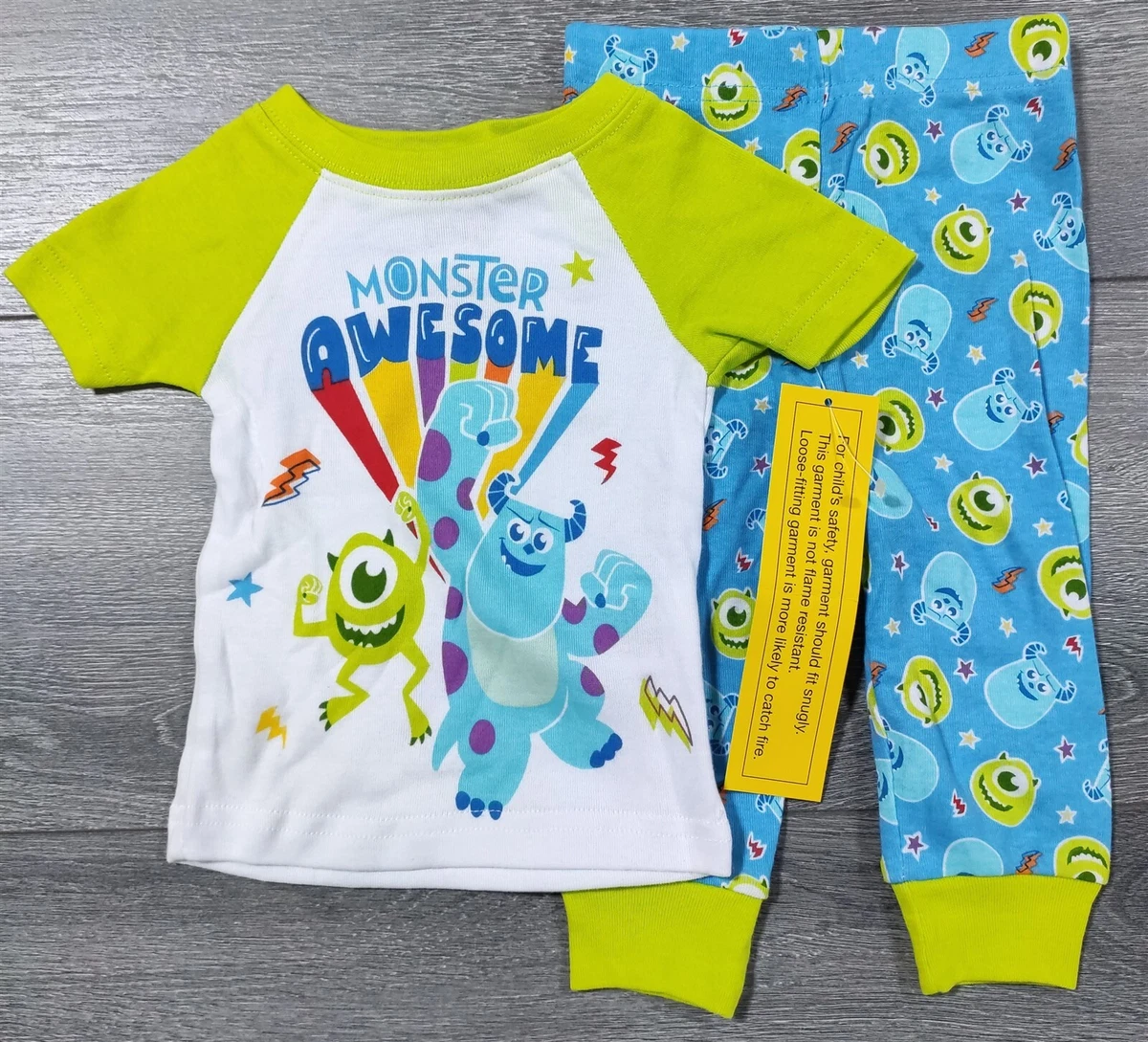 Monsters INC 18 Months Baby Boys Girls Disney Pixar Mike Sully Pajamas SNUG FIT