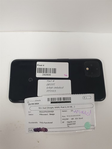 Google Pixel 4 64gb Black G020I (Unlocked) Fully Functional DF1553 - Afbeelding 9 van 9