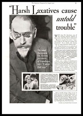 1933 Fleischmann's Yeast ''Laxatives Cause Untold Trouble'' Goatee Beard Print Ad