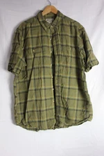 Duluth Trading Co Mens Shirt Short Sleeve Button Up Plaid Hemp Blend XL Tall