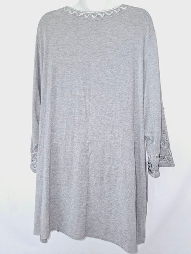 Catherines Größe 2X grau verziert Damen superweiche Baumwolle Stretch Tunika Top - Bild 3 von 4