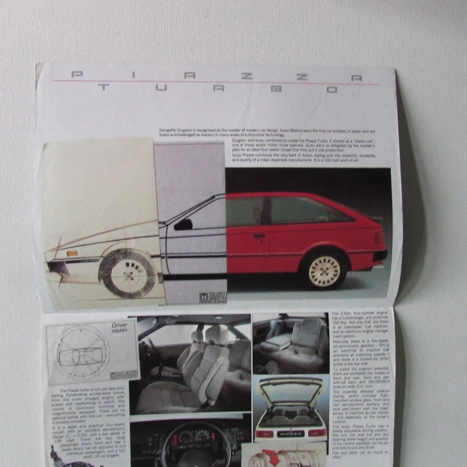 Isuzu Piazza Turbo Brochure Designed by Giugiaro - Image 2 of 4