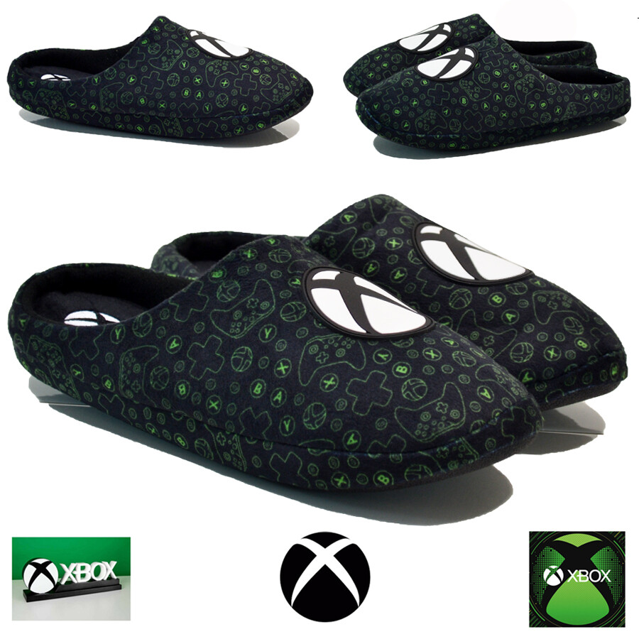 MENS OFFICIAL XBOX NOVELTY SLIPPERS WARM COMFORT FLEECE LINED WINTER MULES  SIZE