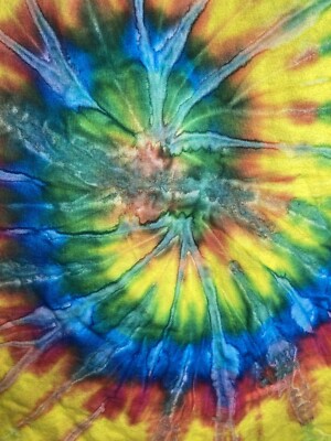 New 1960s  Hippie Psychedelic Tie Dye T-Shirt Bright Multicolored  Trip Rave L