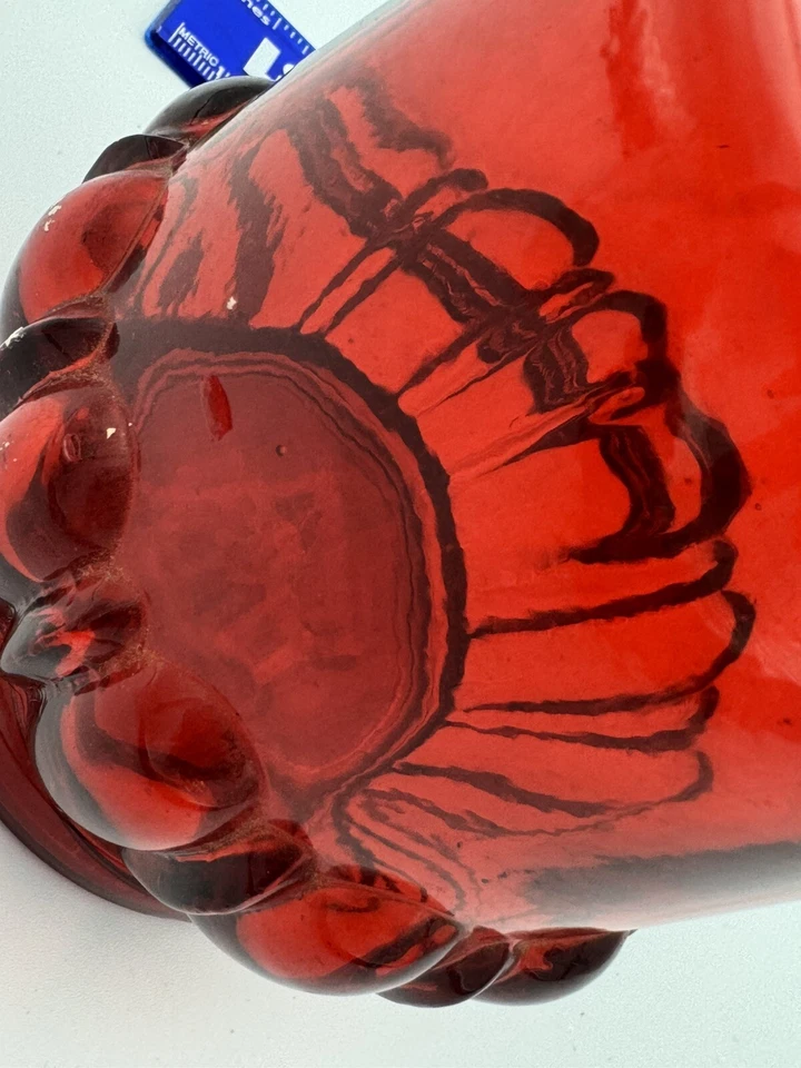 Jarrón Botella Vidrio Decorativo Himark Rojo Brillante, Pieza Decorativa 13" Alto España Foto 4 de 4