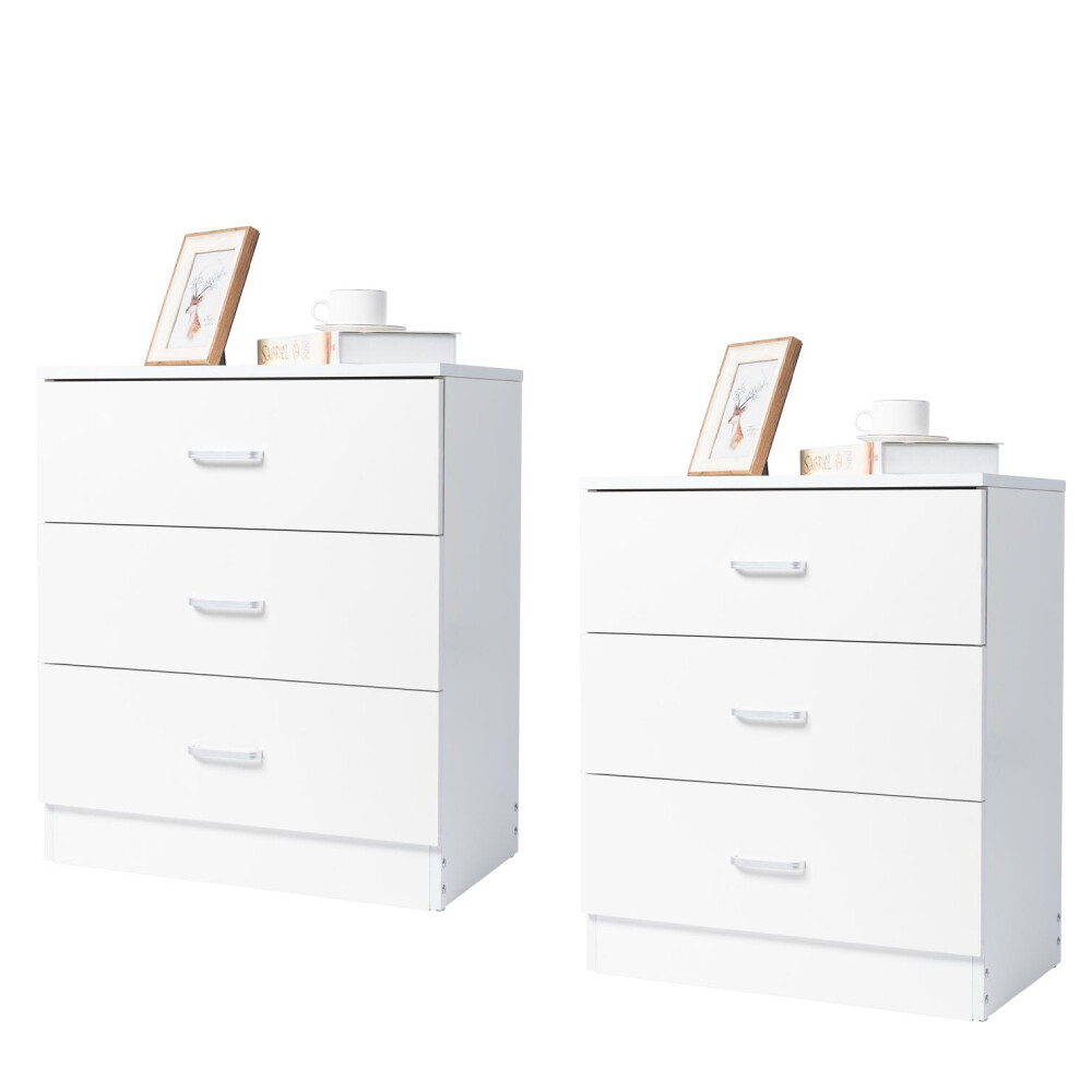 ＊ チェスト ＊ Set Of 2 Dresser 3-Tier Drawers Nightstand Organizer Storage
