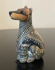Jon Stuart Anderson Creations Polymer Clay Sitting Wolf Dog Figurine Mint