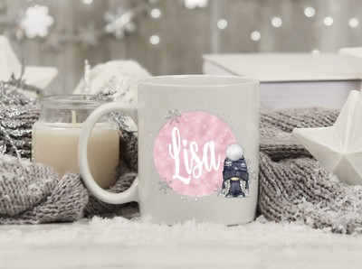 Personalisierte Tasse Gonk marineblau rosa Tochter Sohn Geschenk Neuheit Weihnachtsgeschenk