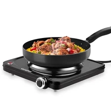 1500W Portable Electric Stove, Single Hot Plate, UL Listed, Compatible with All