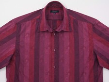 Mens Ted Baker London L/S Cotton French Cuff Woven Jacquard Stripes 5 / XL EUC