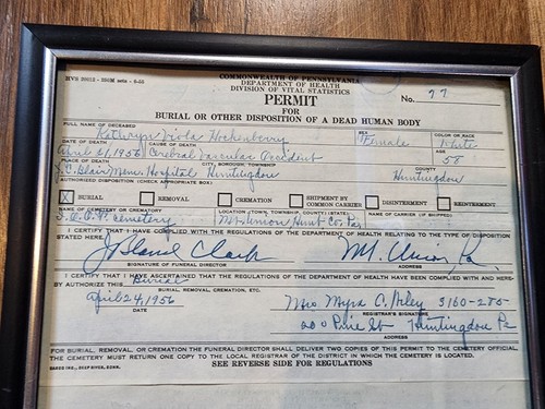 Odd Fellows Vintage Funeral Burial Permit Mortuary IOOF Cemetery Grave Memorial - Picture 2 of 6