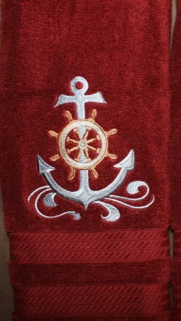 Nautical Anchor Bathroom BATH TOWEL EMBROIDERED