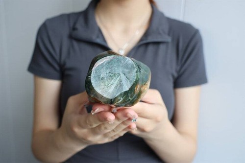 8" Natural Ocean Jasper Carved Flame,Hand Carved Flame,Reiki Healing Home Decor - Picture 7 of 10