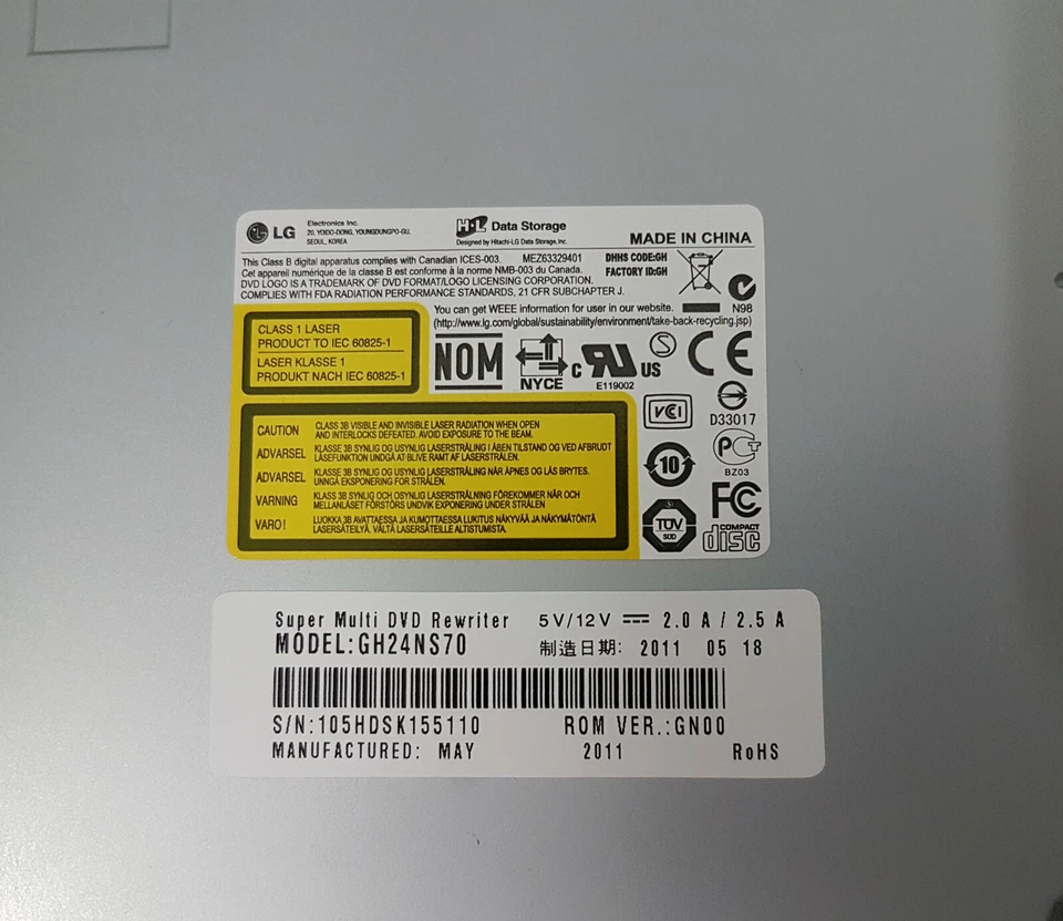 LG GH24NS70 DVD±RW/RAM Internal 24x Super Multi DVD Rewriter Optical Disc Drive - Image 2 of 3