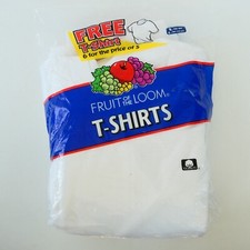 VTG 2001 Mens 4 Pack Fruit of the Loom White Crew Neck T Shirts L 42-44 Open Pkg