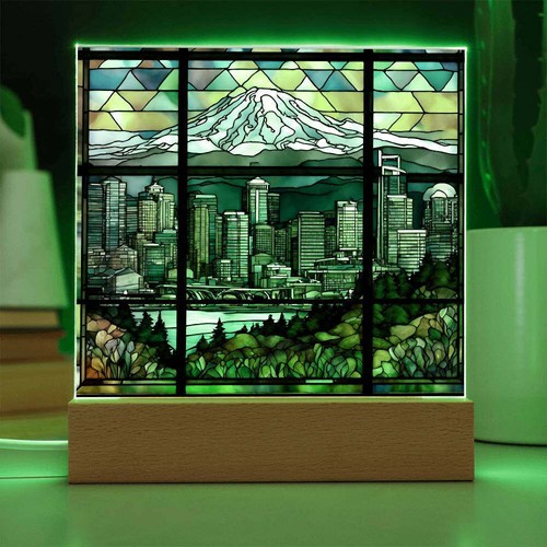 Seattle Skyline Mount Rainier LED Acrylic Plaque - 第 8/10 張圖片