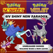 Pokemon Scarlet Violet 6IV SHINY UNRELEASED PARADOX WALKING WAKE IRON LEAVES
