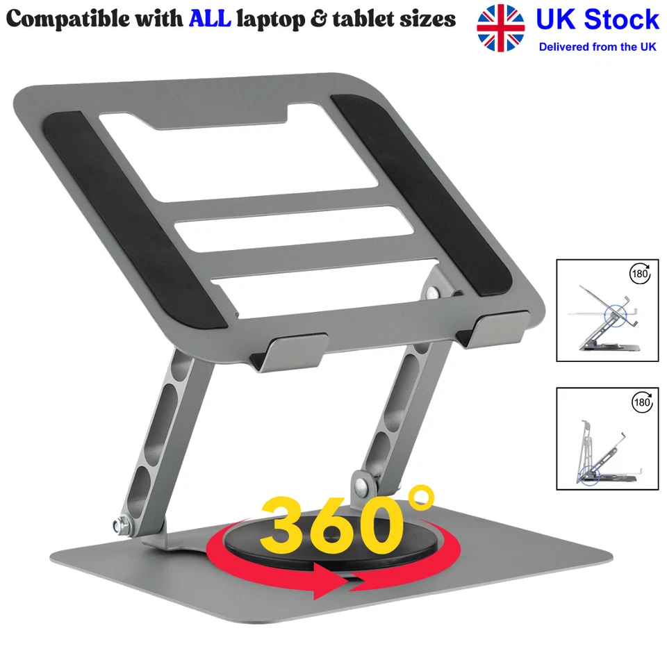 360° Adjustable Foldable Laptop Tablet Stand Riser Bracket Holder Mount for Desk - Image 2 of 4